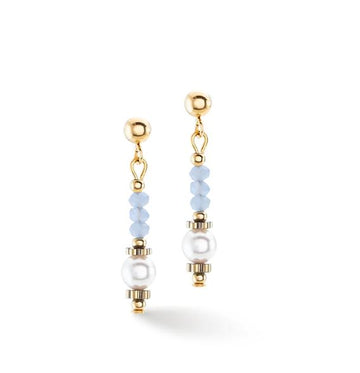 Coeur de Lion GeoCube Periwinkle Pearl Earrings Women's Jewellery Timesupply 