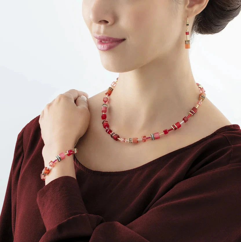 Coeur de Lion GeoCube Scarlett Sunset Necklace Women's Jewellery Timesupply 