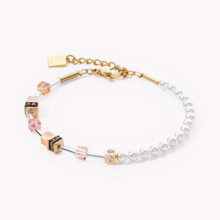 Coeur de Lion GeoCube Soft Apricot & Peach Pearl Bracelet Women's Jewellery Timesupply 