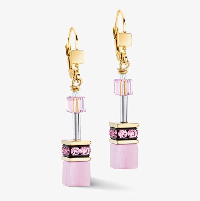 Coeur de Lion GeoCube Vintage Rose Earrings Women's Jewellery Timesupply 