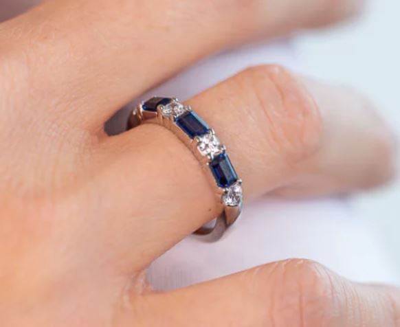 Copy of Baguette Cut Dark Blue and White CZ Ring Sybella 