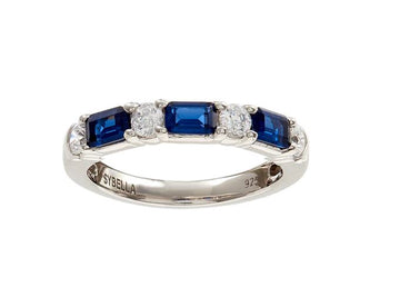 Copy of Baguette Cut Dark Blue and White CZ Ring Sybella 