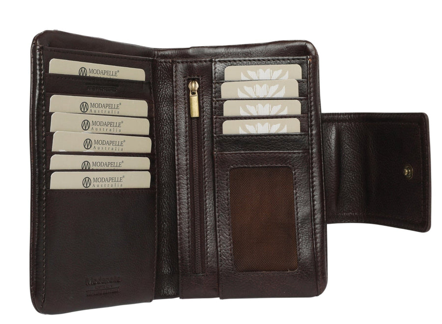 'Count Me In' Leather Wallet Handbags, Wallets & Cases Modapelle Dark Brown 
