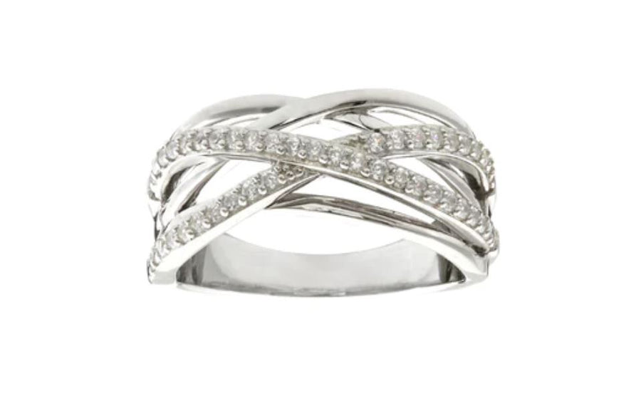 Criss Cross CZ Ring Sybella CZ Silver 