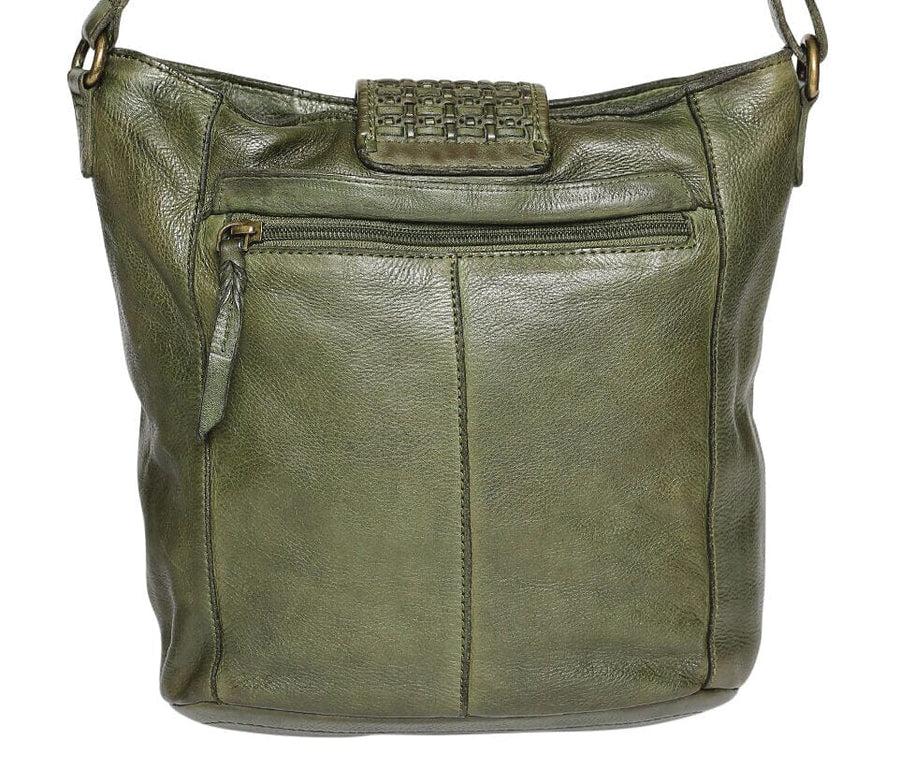 Darana Leather Crossbody Bag - Olive Wallet Modapelle 