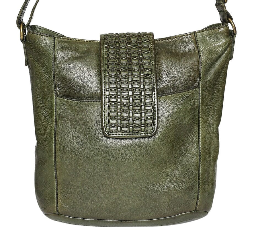 Darana Leather Crossbody Bag - Olive Wallet Modapelle 