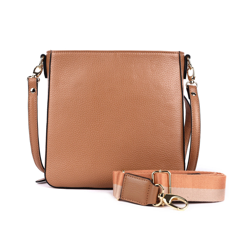 Darwin Leather Cross-Body Bag - Camel Bag Oran 