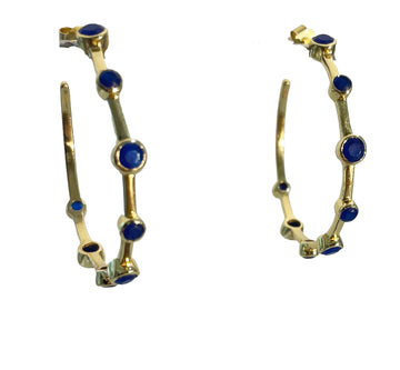 Divine Feminine Lapis Gold Hoops Earrings Gems and Craft 