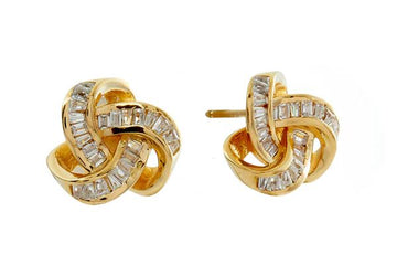 Elegant Gold Knot CZ Earrings Sybella 
