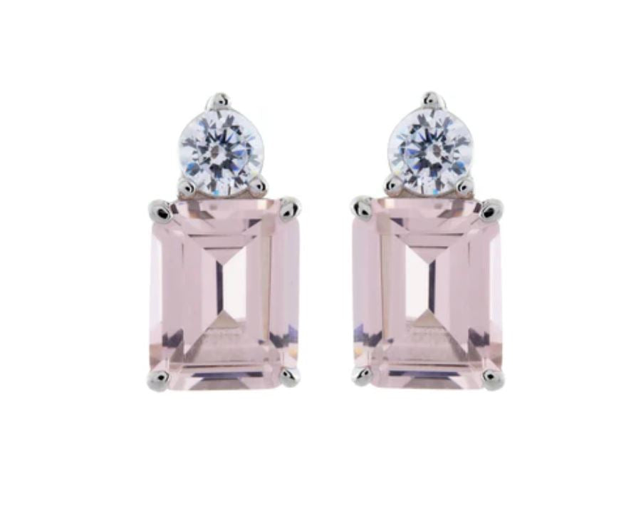 Elizabeth Pink Baguette CZ Studs Sybella 