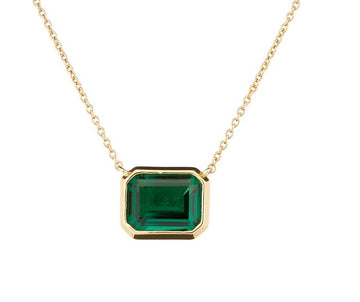Emerald Green Baguette Gold Necklace Sybella 