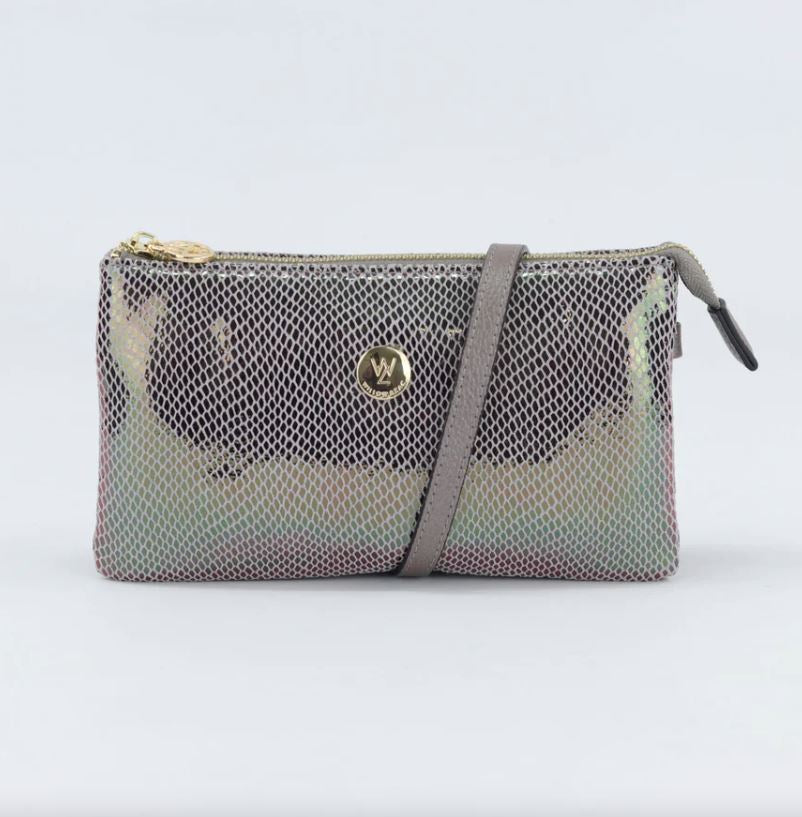 Evie Leather Clutch / Cross-Body Bag Bag Willow & Zac Pewter Twight 