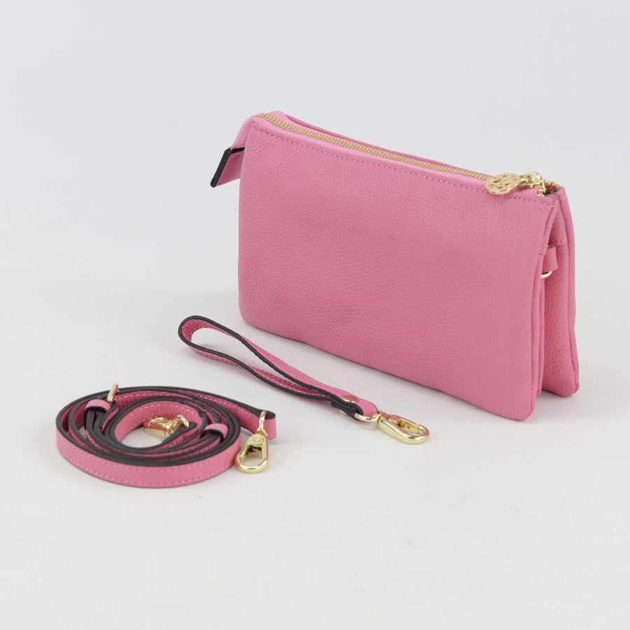 Evie Pebbled Leather Bag - Pink & Red Tones Bag Willow & Zac 