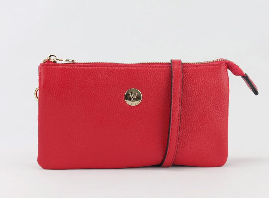 Evie Pebbled Leather Bag - Red, Orange & Yellow Tones Bag Willow & Zac Red 