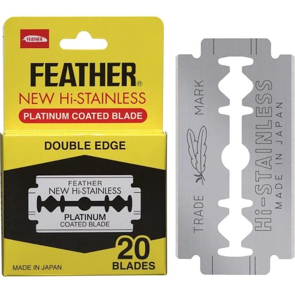 Feather New Hi-Stainless Razor Blades Shaving Barber Brands Pack of 20 