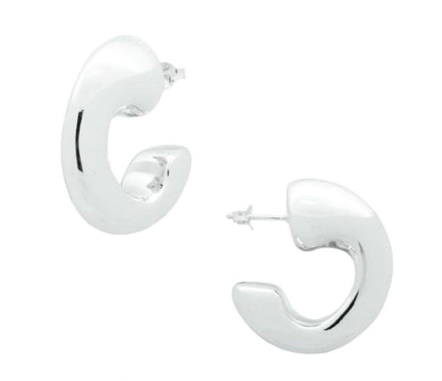 Flow Silver Hoop Earrings 