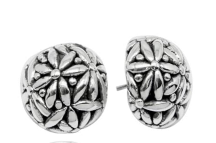 Flower Button Silver Earrings Earrings 