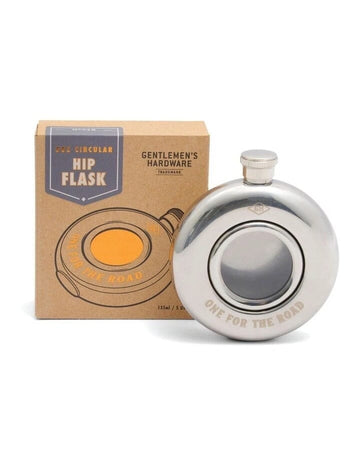 GH Round Stainless Steel Hip Flask Men's Gifts Gentlemen's Hardware 