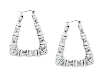 'Ghetto Fabulous' Triangle Hoops Earrings Rainbow Silver Thailand 