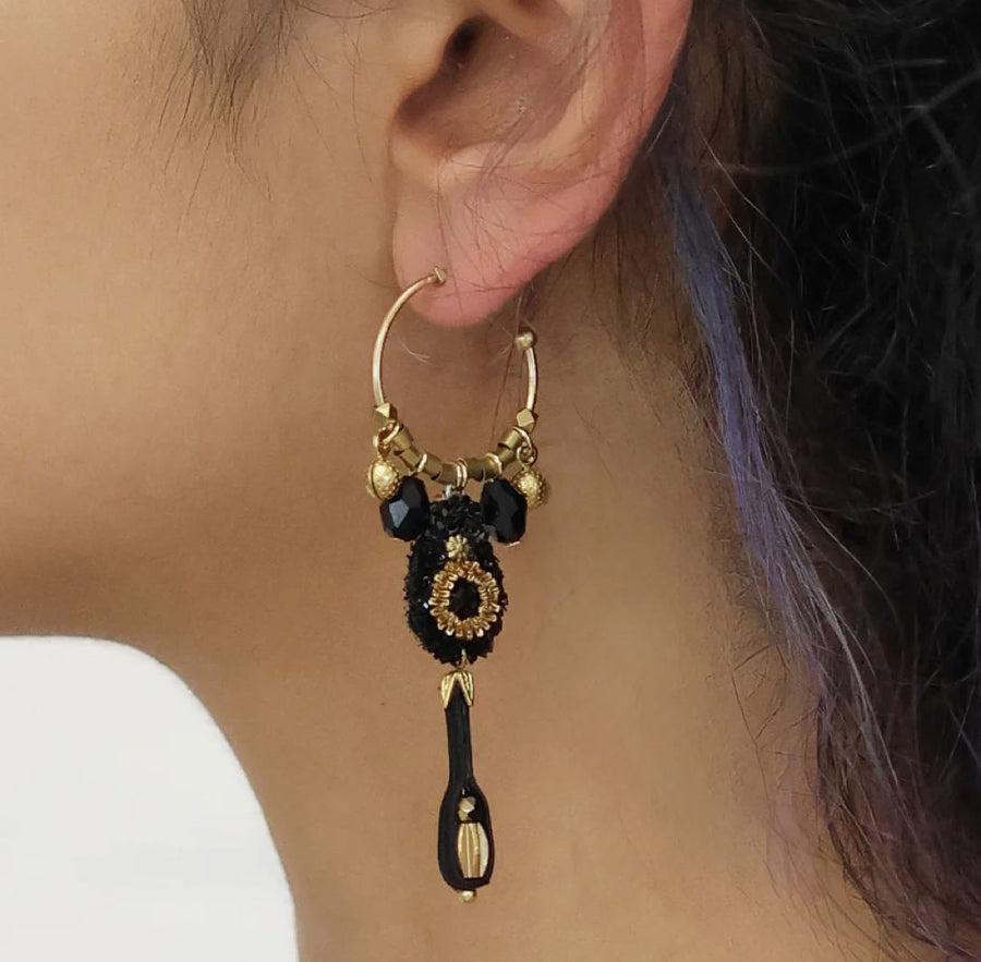 Gilded Black Hoop Earrings Earrings Ayala Bar 