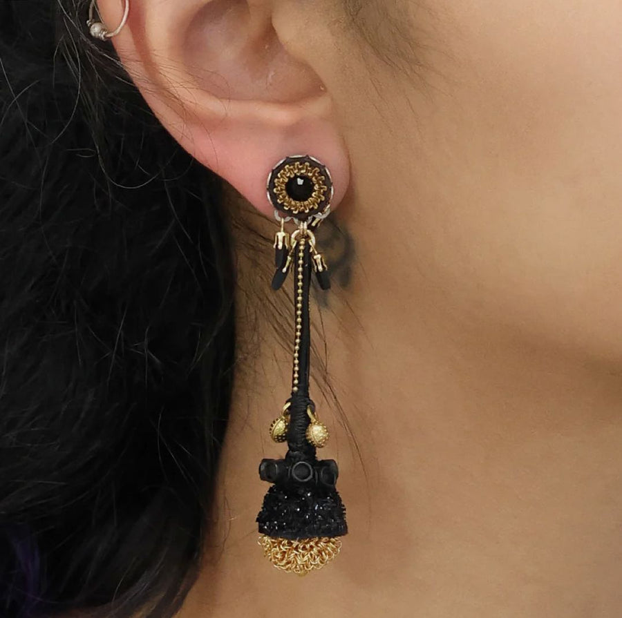 Gilded Black Long Earrings Earrings Ayala Bar 