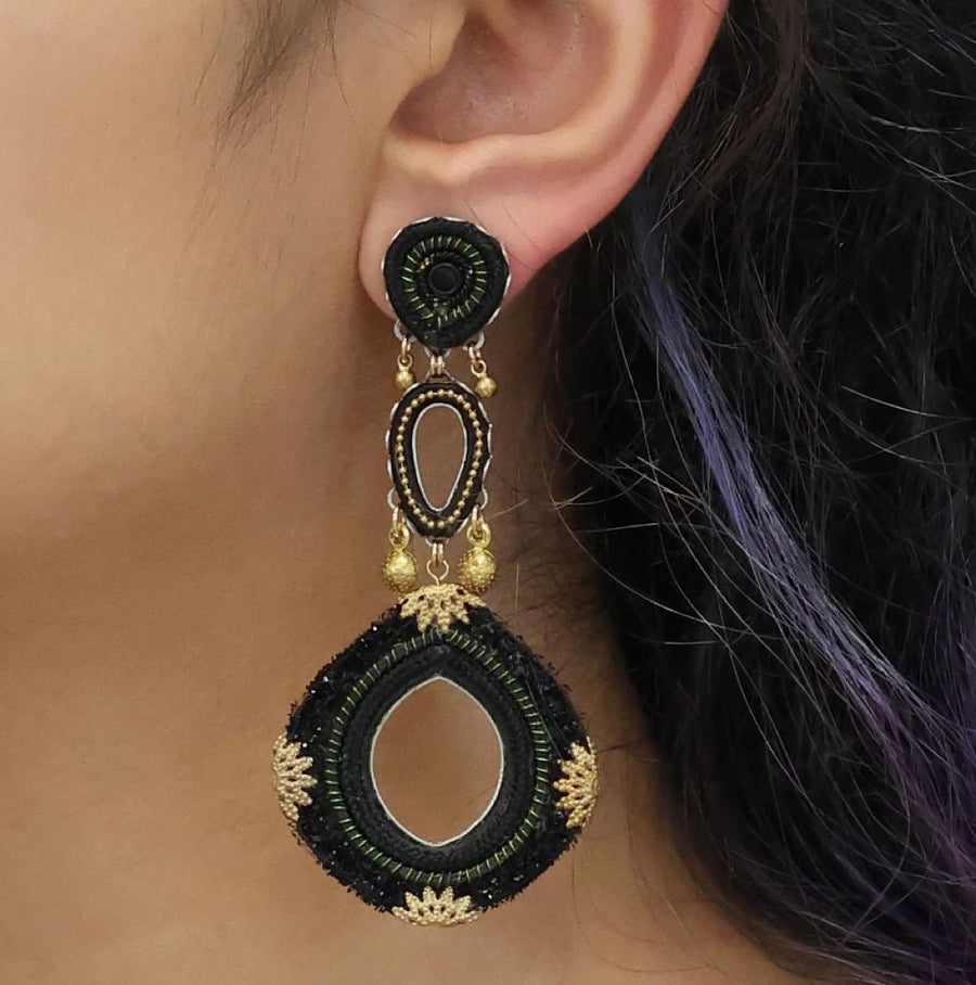 Gilded Black Velmira Earrings Earrings Ayala Bar 