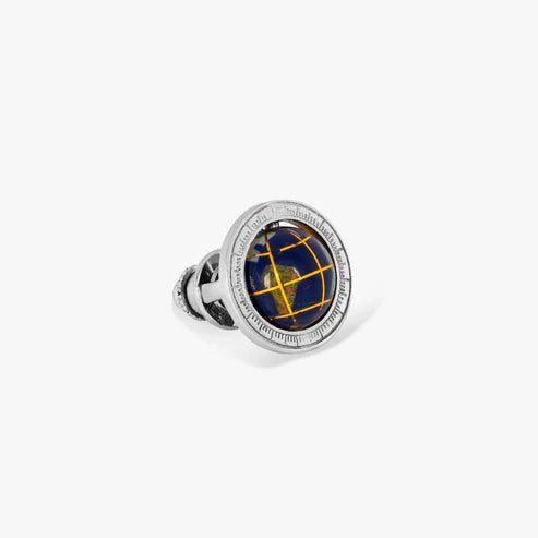 Globe Cage (Lapis) Pin by Tateossian Men's Jewellery Gusto Clothing & Design Pty Ltd 