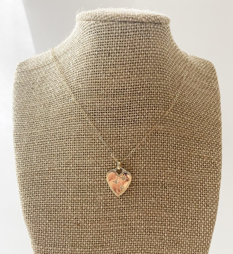 Gold Heart with 3 CZ Necklace Gammies 