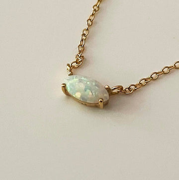Gold White Opalised Eye Necklace Gammies 