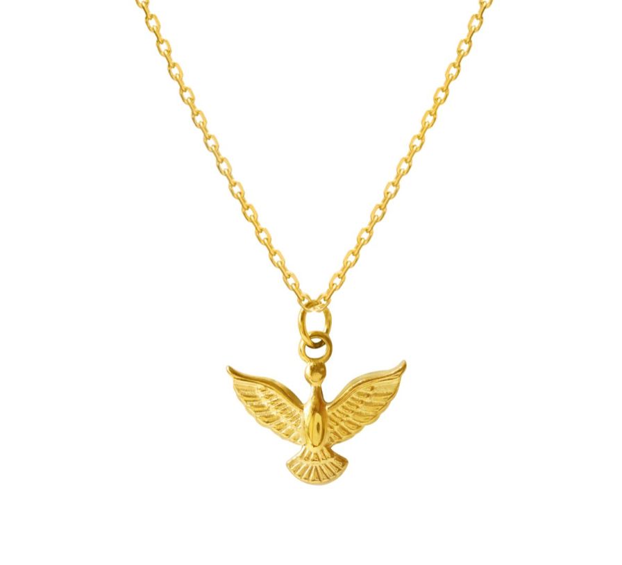 Golden Bird in Flight Necklace Accessories Gammies StainlessGP 