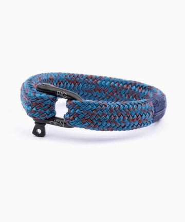Gorgeous George Rope Bracelet - Ocean Blue-Red Velvet | Black Jewellery Antell 