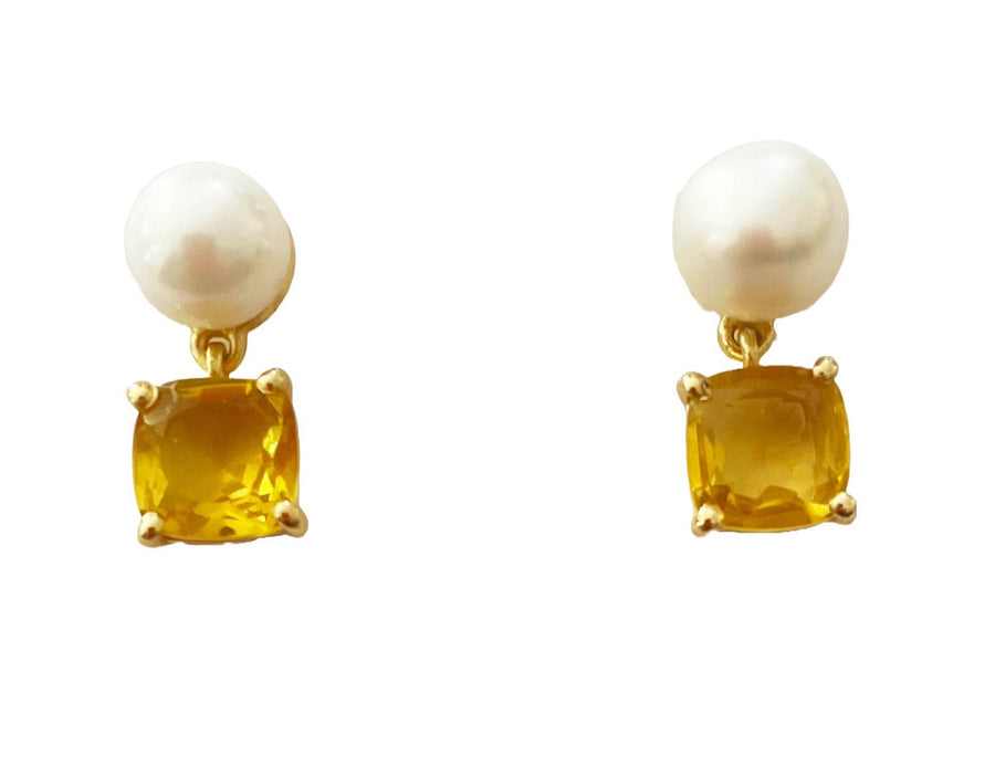 Heiress Pearl & Drop Gem Earrings Gems and Craft Pearl and Citrine 