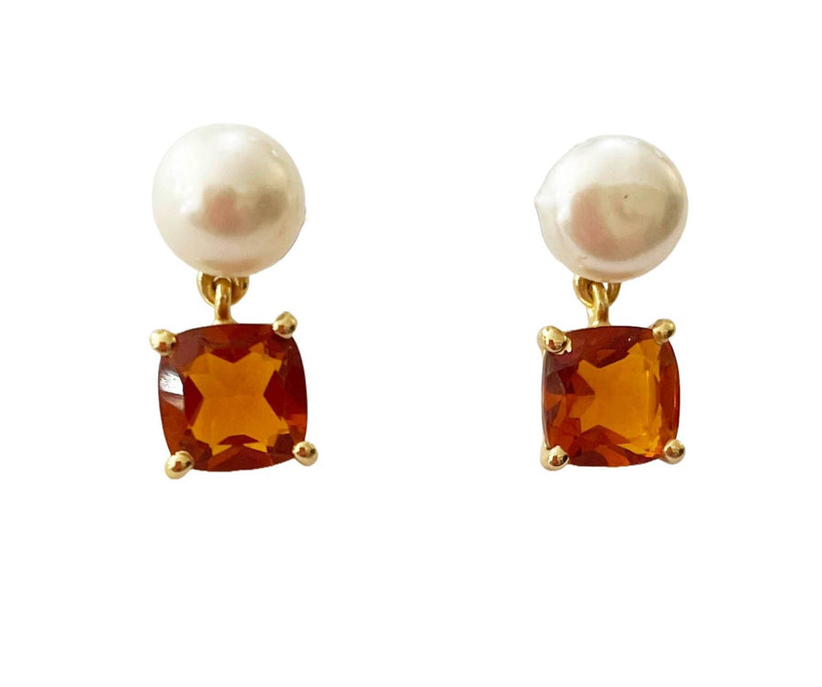 Heiress Pearl & Drop Gem Earrings Gems and Craft Pearl and Garnet 