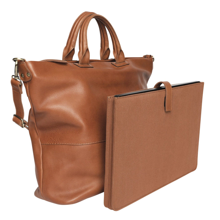 'Here & Now' Leather Laptop Bag Handbags, Wallets & Cases Modapelle Tan 