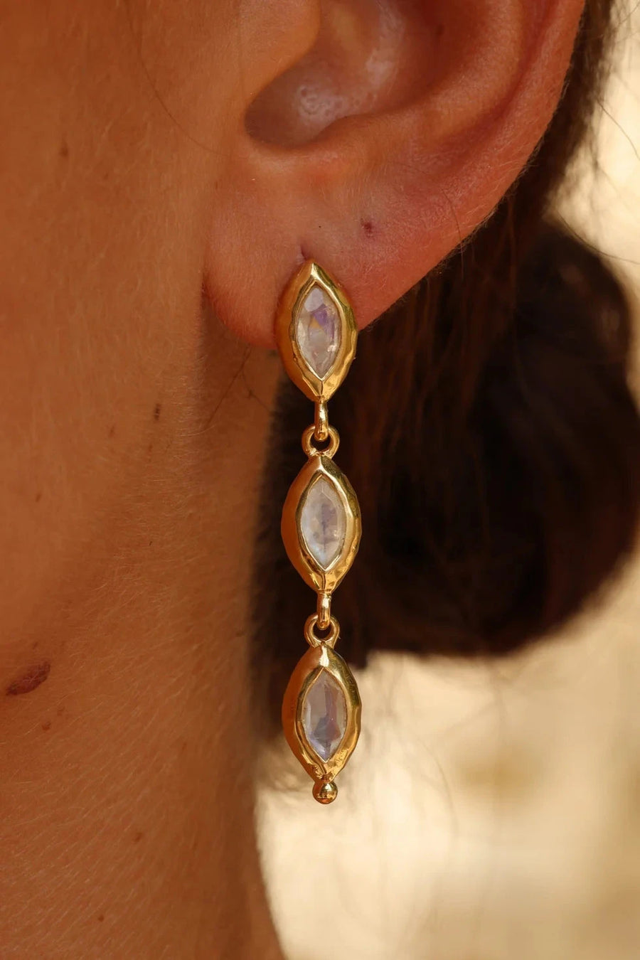 Isabella Marquise Moonstone Gold Earrings ToniMay 