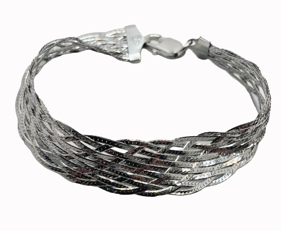 Italian 10 Plait Silver Bracelet Women's Jewellery Teddy Sinclair 