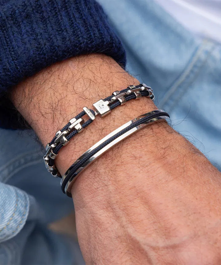 Jazzy James Rope Bracelet - Navy | Silver Jewellery Antell 