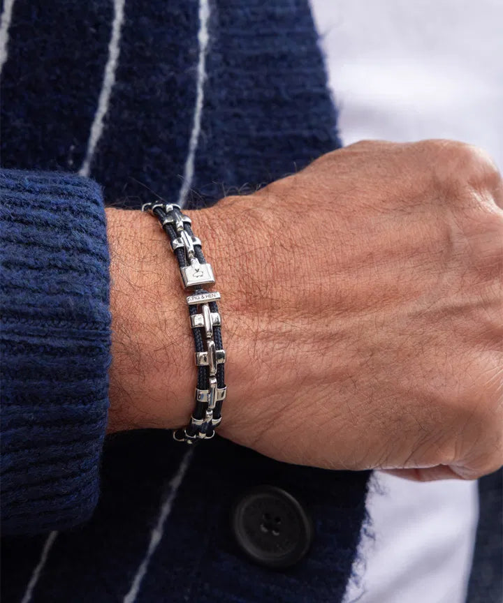 Jazzy James Rope Bracelet - Navy | Silver Jewellery Antell 