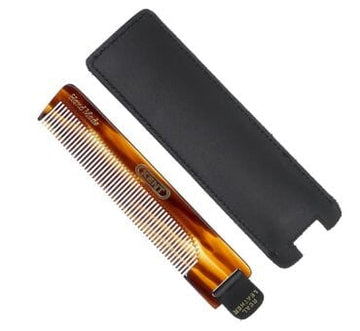Kent Handmade Comb with Leather Tab and Case Grooming Barber Brands 