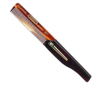 Kent Handmade Folding Pocket Comb with Clip Grooming Barber Brands 