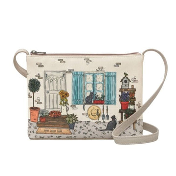 Leather Appliqué Cross Body Bag Handbag World Collection Country Cottage 