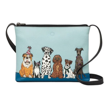 Leather Appliqué Cross Body Bag Handbag World Collection Party Dogs 