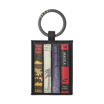 Leather Appliqué Keyring Coin Purse World Collection Library Black 