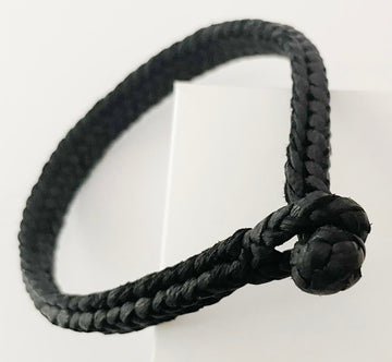 Leather Hand crafted Double Plait Bracelet Men's Jewellery Makers & Providers Black Medium 