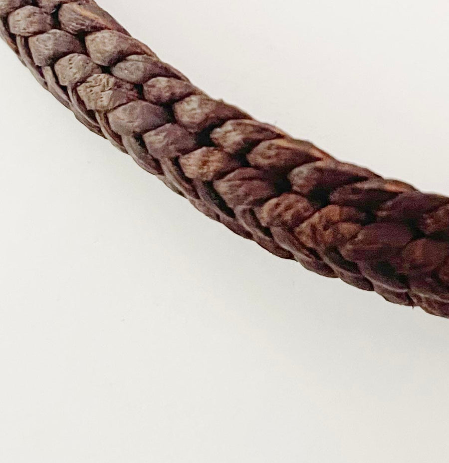 Leather Hand crafted Double Plait Bracelet Men's Jewellery Makers & Providers Choc Medium 