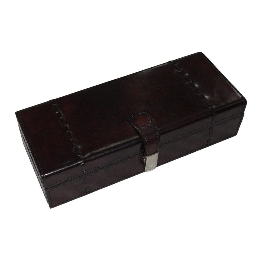 Leather Watch Box Stationery Kundra 3 Compartment Dark Brown 