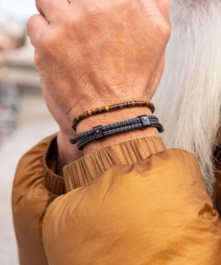 Little Lewis DBL Rope Bracelet - Black-Slate Grey | Black Jewellery Antell 