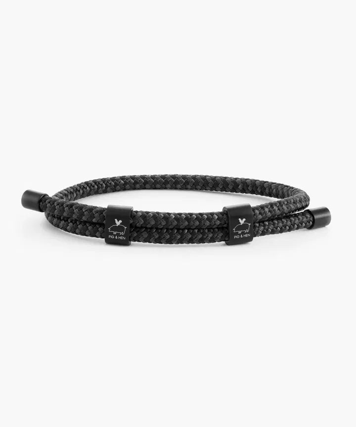 Little Lewis DBL Rope Bracelet - Black-Slate Grey | Black Jewellery Antell 