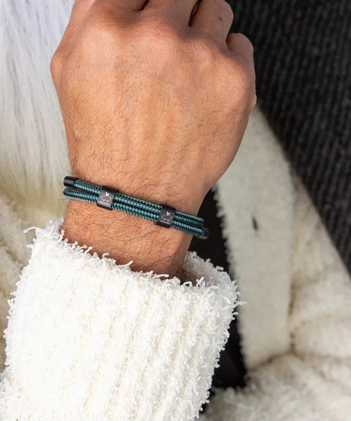 Little Lewis DBL Rope Bracelet - Patina Green | Black Jewellery Antell 
