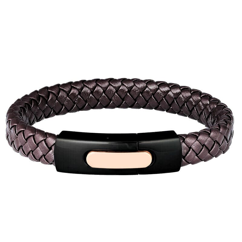 Llewyn Leather Bracelet - Brown | Black-Rose Gold Men's Jewellery TJD Silver 